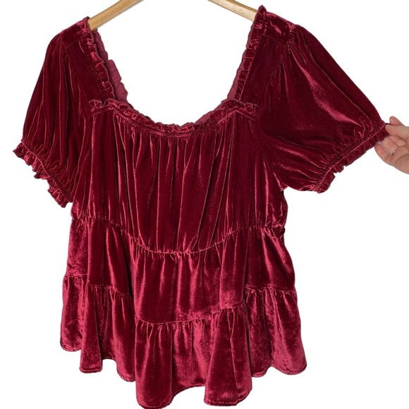 Torrid Babydoll Velvet Tiered Top - Picture 4 of 8